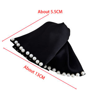 أزياء بسيطة لؤلؤ كبير مشبك ذيل الحصان الكورية مزاجه Pinzas الفقرة Cabello قماش الحرير خمر-للنساء - Product Image 6