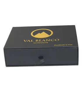 사용자 정의 로고 세련된 보석 상자 서랍 블랙 선물 상자