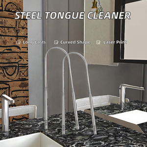 Juego de raspadores de lengua en forma de U de acero inoxidable FINECARE al por mayor para cuidado bucal en el hogar, empaque en bolsa de plástico transparente - Product Image 2