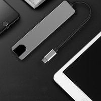 Nuevo Hub USB C Multifuncional 6 en 1, Adaptador Tipo-C 4K 30Hz para HDTV, Teléfono, TF, SD, RJ45, Interfaz de Carga para Soporte de Laptop