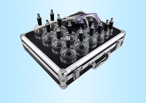 Kit de massage par ventouses sans flamme à usage domestique, avec logo personnalisable, 14 pièces, étui en aluminium et ventouses en verre à long bec - Product Image 5