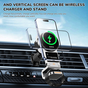 Chargeur de voiture magnétique 3in1 15W <span class=keywords><strong>AutoAlign</strong></span> Wireless Fast Charging Military Suction Dashboard Air Vent Phone Holder - Product Image 4