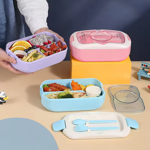 Beeman Kids Lunch Box Drinking Cup <span class=keywords><strong>Pp</strong></span> Bento Box Contenedor de comida y tapa Tarro portátil Taza de sopa de plástico con cuchara para acampar - Product Image 4