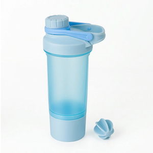 <strong>Cheap</strong> Promotional 500ml Gym Shaker Bottle 2-in-1 BPA Free Plastic <strong>Protein</strong> Mix Bottle With Powder Box Colorful Giveaway Gift - Product Image 5