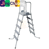 Échelle de piscine double face avec plateforme en PVC de 132 cm pour piscine de massage