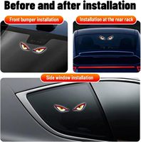 Lumière LED solaire pour vitre de voiture, effet œil de démon, nouvelle version améliorée, avec ventouse pour pare-brise, lampe d'ambiance dynamique pour pare-brise