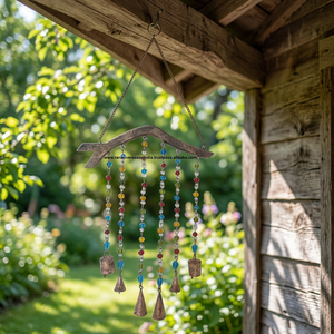 Balcony and Windows Decorative Polished Brass Hanging <b>Wind</b> <b>Chimes</b> with Customized Shape Bells & Beads - Product Image 3