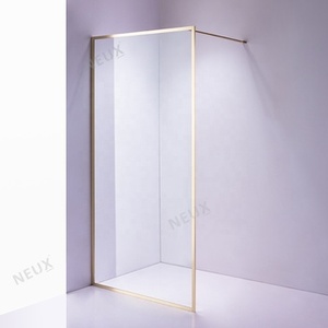<span class=keywords><strong>Mampara</strong></span> de <span class=keywords><strong>ducha</strong></span> <span class=keywords><strong>fija</strong></span> de vidrio templado para habitación húmeda con marco de aluminio cepillado con puerta de <span class=keywords><strong>Ducha</strong></span> - Product Image 4