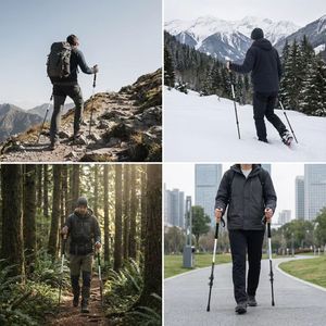 Carbon Fiber Trekking Poles <b>3</b> Sections Anti Slip Metal Tip Mountaineering Hiking Sticks - Product Image 5