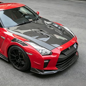 New Lightweight Vented Carbon Fiber <b>Hood</b> for Nissan GT-R R35 2008-2020 Direct Bolt-on Replacement Gloss Black - Product Image 4
