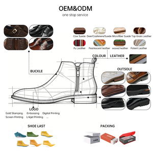 OEM Custom High-quality Men's Women's High-top Genuine Leather Zip Soft Waterproof Breathable Shock Resistant Winter Boots - Product Image 4