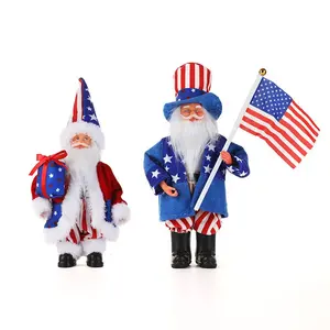 सबसे अधिक बिकने वाले अमेरिकी राष्ट्रीय दिवस धारक ध्वज ओल्ड अंकल सैम स्टैंडिंग मेमोरियल गुड़िया आभूषण