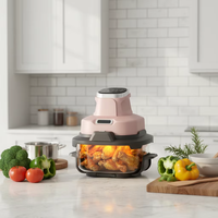 Freidora de Aire Portátil Moderna de 1600W con Doble Recipiente de Vidrio, Función de Asador, Control Digital 6 en 1, Diseño Compacto que Ahorra Espacio