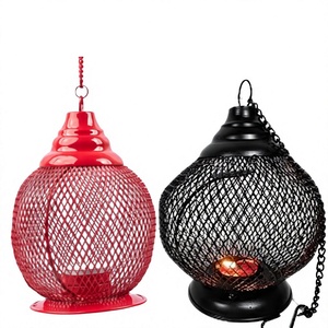 <b>Set</b> of 2 Metal Hanging Tea Light Lanterns Decorative Candle Holders with Hanging Chain for Balcony, Garden, Home & Festival - Product Image 1