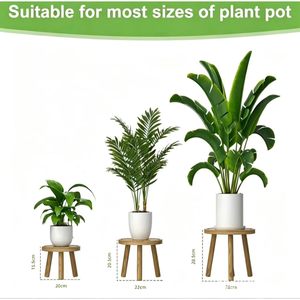 Juego de taburetes de madera para almacenamiento, mesa redonda para sala de estar, dormitorio, exhibición de plantas de interior, diseño minimalista y moderno - Product Image 4