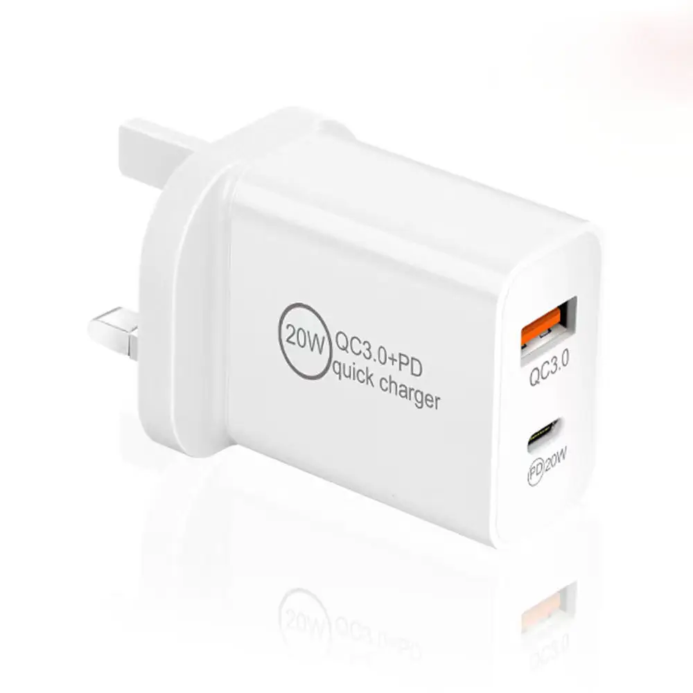 PD20W mobile phone fast charging charger 5V3A EU and US British standard TYPE-C QC3.0 dual port fast charging adapter