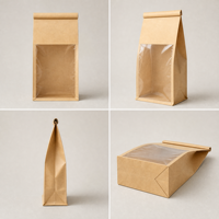 Sac à pain de boulangerie avec fenêtre transparente, fermeture à lien métallique, pochette en papier kraft pour l'emballage de donuts et pâtisseries, vente en gros pour cafés et boulangeries, impression personnalisée en vrac