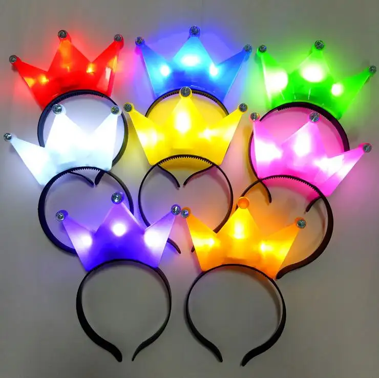 Girl Princess Tiara Crown LED Flashing Headband Light Up for Party Christmas Wedding Birthday Cosplay Vocal Concert Supplies