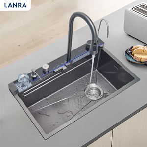 공장 가격 주방 야채 세척 싱크대 폭포 일체형 풀 아웃 수도꼭지 스테인레스 수제 주방 탑 마운트 싱크 - Product Image 2