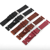 Bracelet de montre vintage en cuir véritable 18mm 20mm ciré à l'huile perforé à dégagement rapide bracelet de montre de veau bracelet de rallye avec logo personnalisé