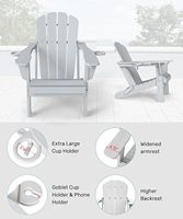 Chaise Adirondack en HDPE, design moderne, 2 porte-gobelets, dossier réglable en 3 positions |   Blanc, surdimensionné, capacité de 350 lb, résistant aux intempéries