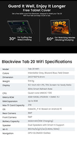 Blackview <span class=keywords><strong>Tablet</strong></span> <span class=keywords><strong>PC</strong></span> 10.1 inch 6000mAh <span class=keywords><strong>Android</strong></span> 15 Wifi phiên bản giá rẻ giá 4 + 64GB phía sau 8MP phía trước 5MP máy ảnh Blackview Tab 20 - Product Image 6