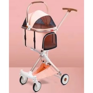Free Sample Pet Stroller With Mesh Skylight <b>Foldable</b> 4 Wheels Pet <b>Cart</b> With Cosy Handle - Product Image 6