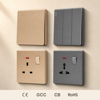 Mvava EU/UK Panneau de surface brossée à gros boutons en PC Prise électrique ultra-mince pour alimentation mécanique Interrupteur et prise de lumière tactile murale