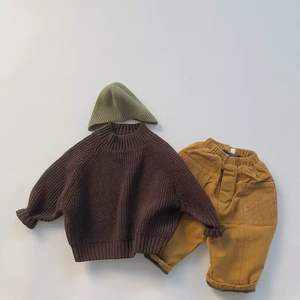 Vêtements pour enfants, filles et garçons, couleur unie, avec aiguille épaisse, col demi-haut, nouvelle collection automne et hiver 2021 - Product Image 1