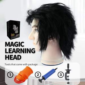 Tête d'<span class=keywords><strong>apprentissage</strong></span> magique de haute qualité en Fiber synthétique résistant à la chaleur formation de cheveux tête masculine Mannequin de <span class=keywords><strong>coiffure</strong></span> pour la <span class=keywords><strong>coiffure</strong></span> - Product Image 3