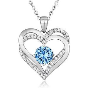 Offre Spéciale – Collier Pendentif Cœur d'Amour en Acier Inoxydable avec Zircon Pierre de Naissance Unisexe pour Femme, Chaîne à Maillons – Cadeau Saint-Valentin - Product Image 1