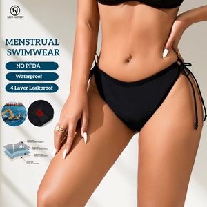 Bragas menstruales de 4 capas para mujer, traje de baño con cordones, Bikini, ropa interior menstrual a prueba de fugas, bragas menstruales de absorción rápida - Product Image 1