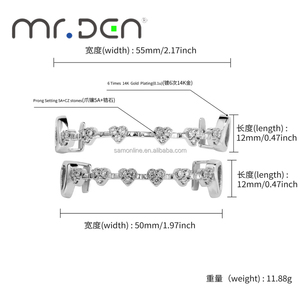 Griglia Dentale Mr.Den in Ottone con Zirconio Placcato Oro 14K con Diamanti per Uso Quotidiano Gioiello per Denti Certificato CE - Product Image 3