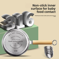 Casserole à sauce en acier inoxydable 316 de qualité alimentaire, triple épaisseur, avec couvercle en verre, pour faire bouillir et cuire les nouilles