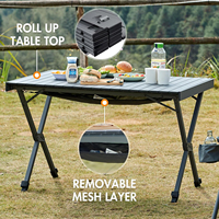 Table élévatrice d'extérieur pliante en aluminium, amovible, à hauteur réglable, pour la plage, le camping, le voyage, le pique-nique et l'extérieur