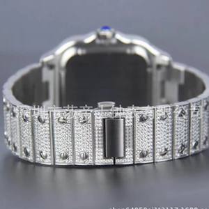 Montre d'affaires étanche à aiguilles en moissanite VVS de qualité D, directement de l'usine, avec testeur de diamant intégré, en acier inoxydable carré, mouvement à quartz - Product Image 4