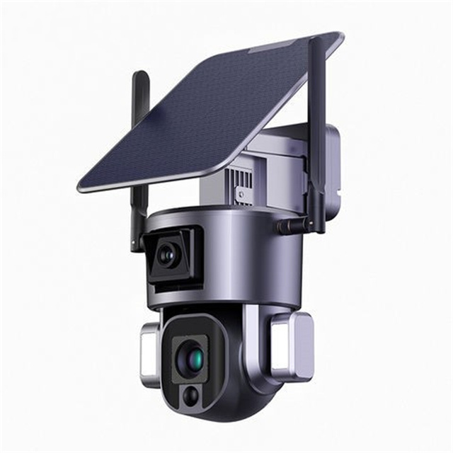 Off Grid Indoor and Outdoor Wifi 4G Lte 4K PTZ 10X Zoom Battery Powered Dual Lens Security CCTV Solar Ip Camera With Sim Card