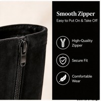 Bottes hautes en daim noir pour femmes, vente en gros d'usine, faible MOQ en stock, bottes à talon épais et plateforme, chaussures d'automne et d'hiver pour femmes