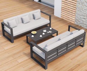 Conjunto de Sofás Modulares de Aluminio con Recubrimiento en Polvo para Exteriores, Muebles de Conversación con Asientos Profundos, Resistentes a la Oxidación, para <span class=keywords><strong>Terraza</strong></span> - Product Image 4