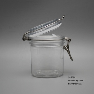 8Oz Rõ Ràng Kín Nhựa Lưu Trữ Jar Đối Với Cookie Với Lật Nắp/Vòng Nhựa Nuts Lưu Trữ Jar <span class=keywords><strong>Container</strong></span> Với Bạc Khóa Nắp - Product Image 3