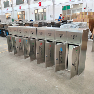 Contenedor de <span class=keywords><strong>Basura</strong></span> de <span class=keywords><strong>Reciclaje</strong></span> de 3 <span class=keywords><strong>Compartimentos</strong></span> para Exteriores MAX de Guangzhou, <span class=keywords><strong>Cubo</strong></span> de <span class=keywords><strong>Basura</strong></span> de Acero Inoxidable/Contenedor de Residuos 3 en 1 - Product Image 3