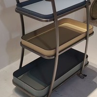 Chariot de rangement minimaliste italien, table d'appoint mobile de luxe créative à 3 niveaux, en cuir pleine fleur, pour salle à manger