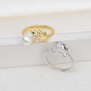 Bague ouverte en argent S925 faite à la main pour femme, motif chien du zodiaque, avec support pour 5 à 8 perles, accessoires de mode Wenchi - Product Image 3