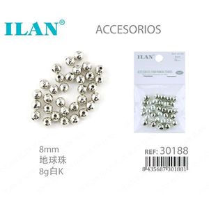 Perline Metalliche ILAN 8mm Argento per Creazione di Gioielli e Accessori - Product Image 1