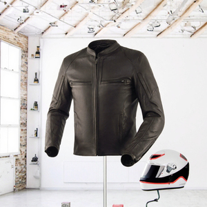 Veste de moto en cuir noir pour homme, manches longues, coupe-vent, toutes saisons - Product Image 2