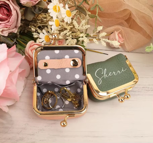New Square Printed PU Leather Kiss Lock Jewelry Bag Mini Portable Travel Storage <b>Case</b> for Rings <b>Earrings</b> Necklaces - Product Image 1