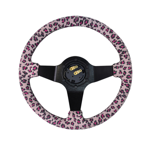 TIYPEOR <span class=keywords><strong>Volant</strong></span> de voiture modifié sport en daim imprimé léopard rose personnalisé - Product Image 4