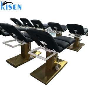 Équipements de salon Kisen, mobilier de salon de beauté, tables de massage spa à 3 moteurs, lit électrique hydraulique noir pour soins du visage avec base dorée - Product Image 5