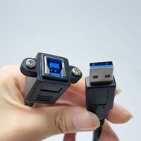 Cable USB 3.0 de Montaje en Panel, Súper Rápido, Industrial, Estándar, USB-A Macho a Hembra, con Dos Orificios para Tornillos M3 y Brida