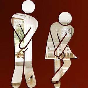 Autocollant Miroir 3D en Acrylique pour Salle de Bain - Panneau WC Auto-Adhésif pour Maison & Hôtel, Décoration de Porte de Toilettes Homme/Femme - Product Image 3